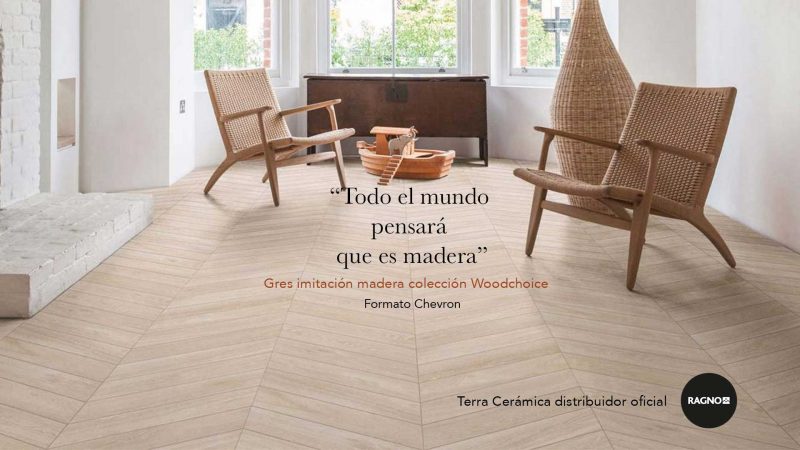 Gres imitación madera en formato Chevron